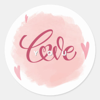 Romantic Round Sticker "Love You"