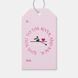 Romantic rower custom text pink hearts gift tags