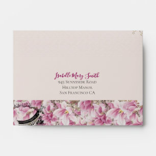 Romantic RSVP Pink Blossoms Eiffel Tower Wedding E Envelope