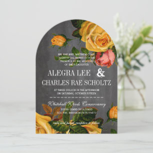 Romantic Rustic Chalkboard Heirloom Roses Invitation