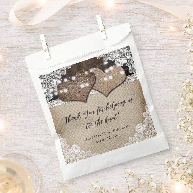 Romantic Rustic Country Thank You Wedding Favour Bags (Clipped)