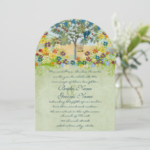 Romantic Rustic Love Birds Tree Wedding Invitation
