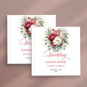 Romantic Rustic Red Blush Wedding Guest Book
