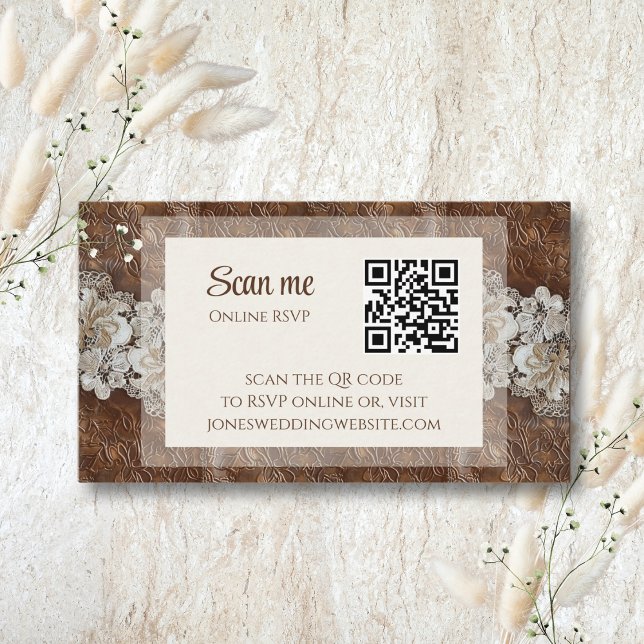 Romantic Rustic Western Country Leather and Lace Enclosure Card (Creator Uploaded)