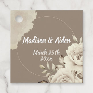 Romantic Rustic White Roses Flowers wedding Favour Tags