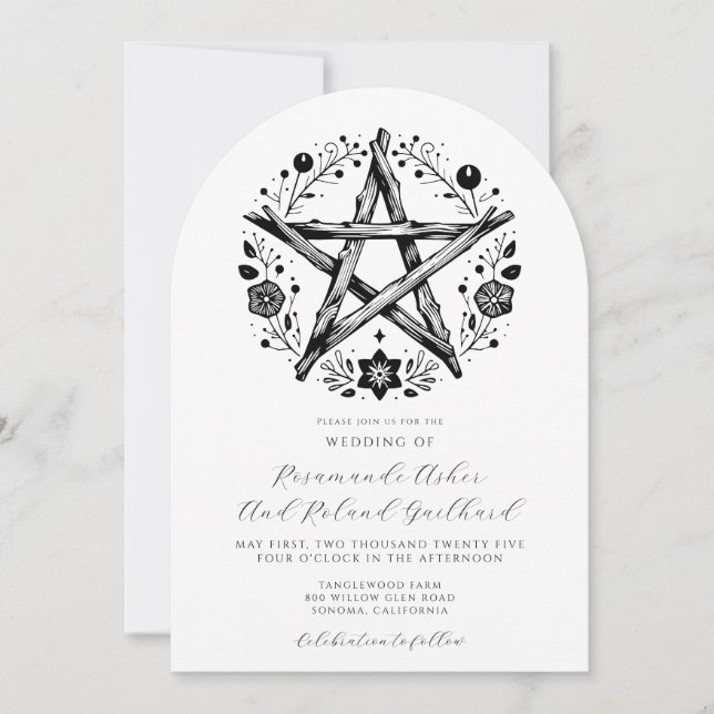 Romantic Rustic Wood Star Floral Wedding Invitation (Front)