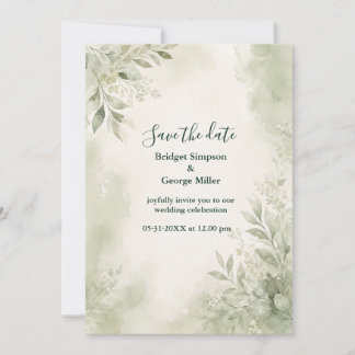 Romantic Sage Eucalyptus Wedding Greenery Invitation