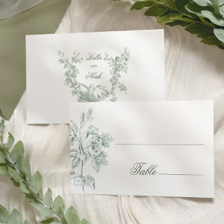Romantic Sage Floral Wedding Place Card