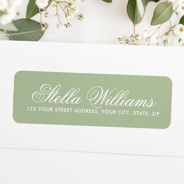 Romantic sage green calligraphy script (Romantic sage green calligraphy script label)