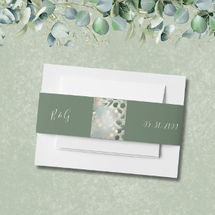 Romantic Sage Green Eucalyptus Wedding Invitation Belly Band
