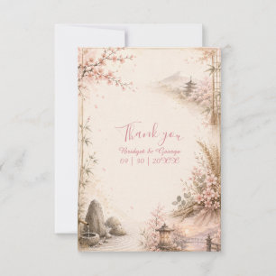 romantic Sakura Botanical Harmony fusion Wedding Thank You Card