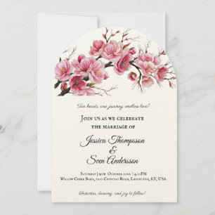 Romantic Sakura cherry Flowers Bloom Wedding Invitation