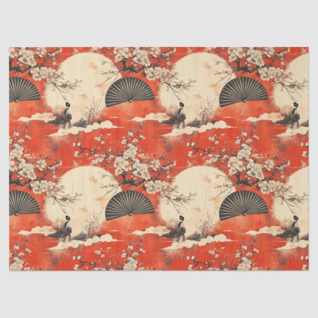 Romantic Sakura Kimono Couple Pattern (1) Tissue Paper (Front)