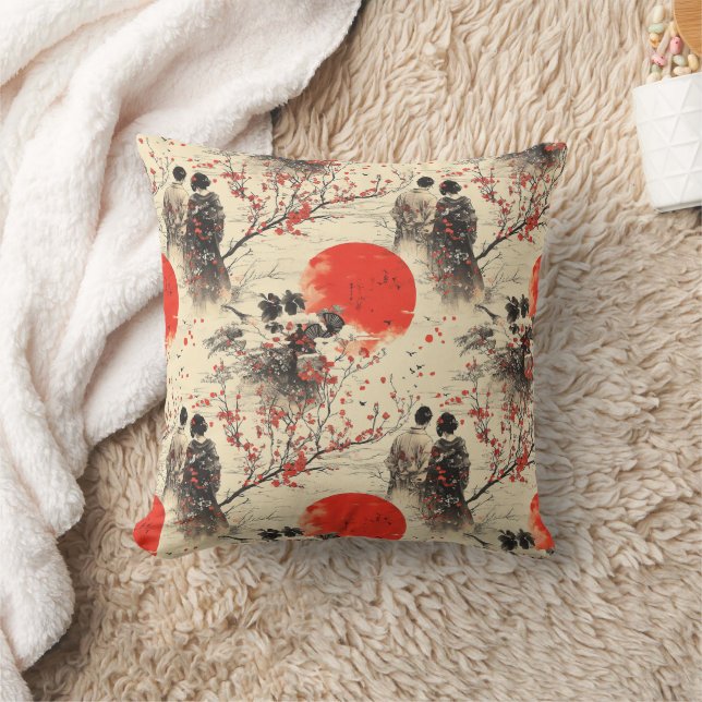 Romantic Sakura Kimono Couple Pattern (3) Cushion (Blanket)