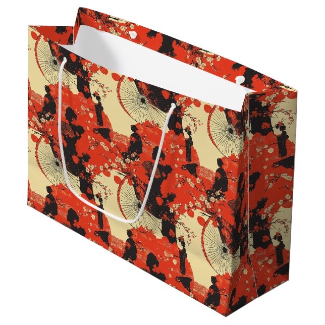 Romantic Sakura Kimono Couple Pattern (5) Large Gift Bag (Front Angled)