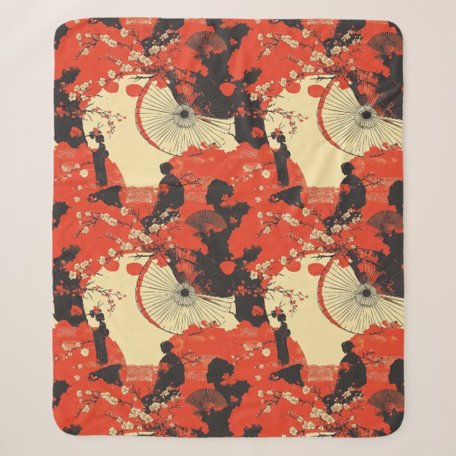 Romantic Sakura Kimono Couple Pattern (5) Sherpa Blanket (Front)