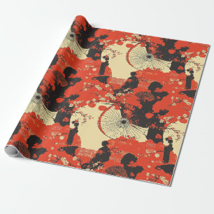 Romantic Sakura Kimono Couple Pattern (5) Wrapping Paper