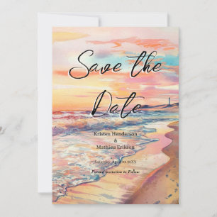 Romantic Sand Beach Wedding Save The Date