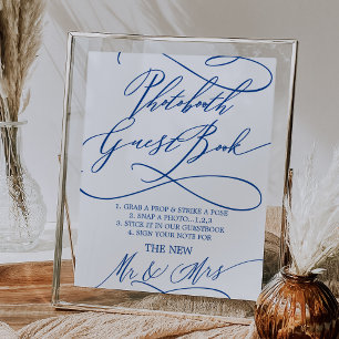 Romantic Sapphire Blue Photobooth Guest Book Sign