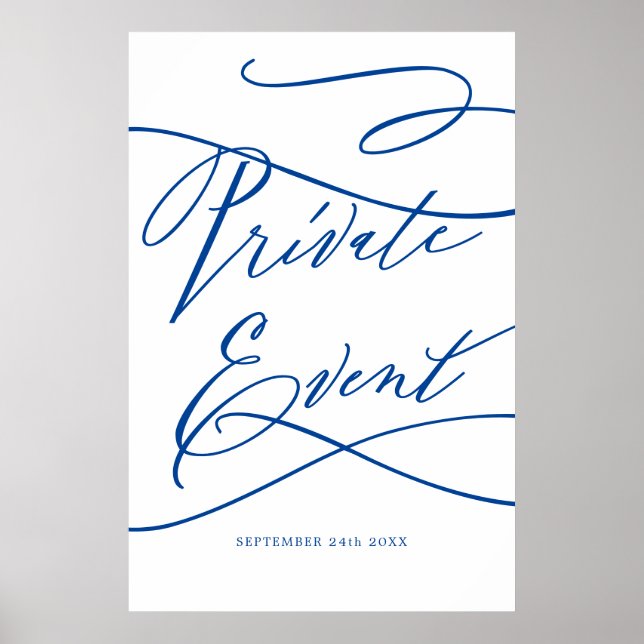 Romantic Sapphire Blue Private Event Poster (Front)