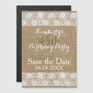 Romantic Save the Date 45th Birthday Magnetic Invitation