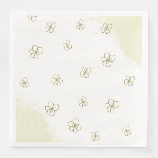 romantic scattering gold flowers wedding napkin (Front)