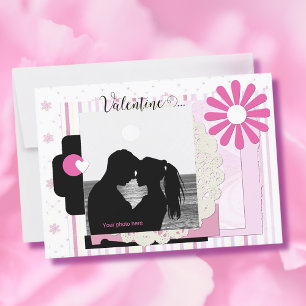 Romantic Scrapbook Photo Valentine Holiday Card