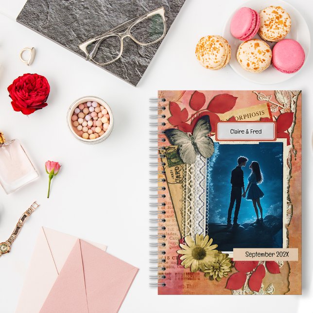Romantic Scrapbooking style collage flowers spiral Notebook (Creator Uploaded)