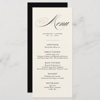 Romantic Script Calligraphy Details Menu Wedding