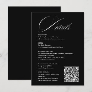 Romantic Script Calligraphy Details QRcode Wedding Enclosure Card