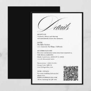 Romantic Script Calligraphy Details QRcode Wedding Enclosure Card