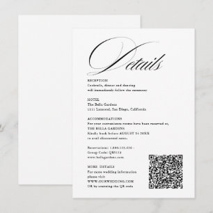 Romantic Script Calligraphy Details QRcode Wedding Enclosure Card