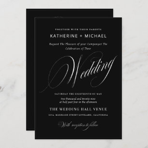 Romantic Script Calligraphy&Details QRcode Wedding Invitation