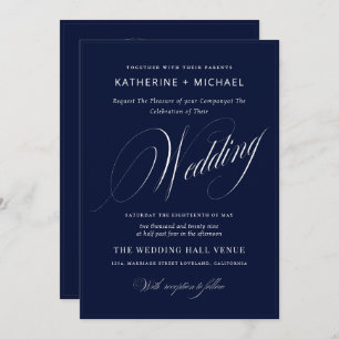 Romantic Script Calligraphy&Details QRcode Wedding Invitation
