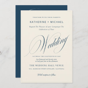 Romantic Script Calligraphy&Details QRcode Wedding Invitation