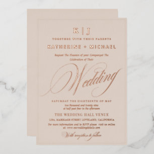 Romantic Script Calligraphy Monogram Gold Wedding