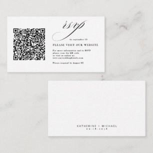 Romantic Script Calligraphy QR Code Wedding RSVP  Enclosure Card