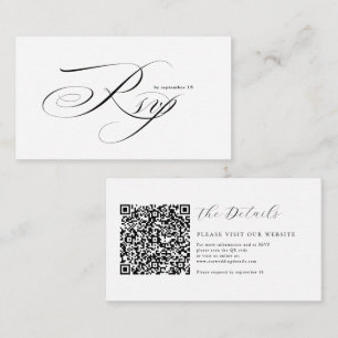 Romantic Script Calligraphy QR Code Wedding RSVP Enclosure Card