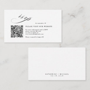 Romantic Script Calligraphy QR Code Wedding RSVP  Enclosure Card