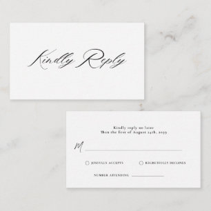 Romantic Script Calligraphy QR Code Wedding RSVP Enclosure Card