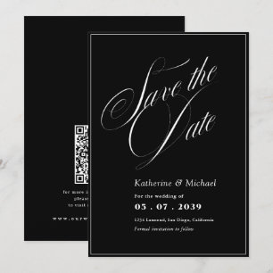 Romantic Script Calligraphy QR code Wedding Save The Date