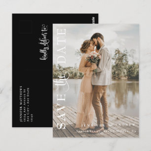 Romantic Script Calligraphy Save the Date Postcard