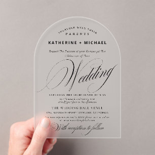 Romantic Script Calligraphy Simple & Chic Wedding Acrylic Invitations
