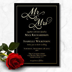 Romantic Script Calligraphy Wedding Gold