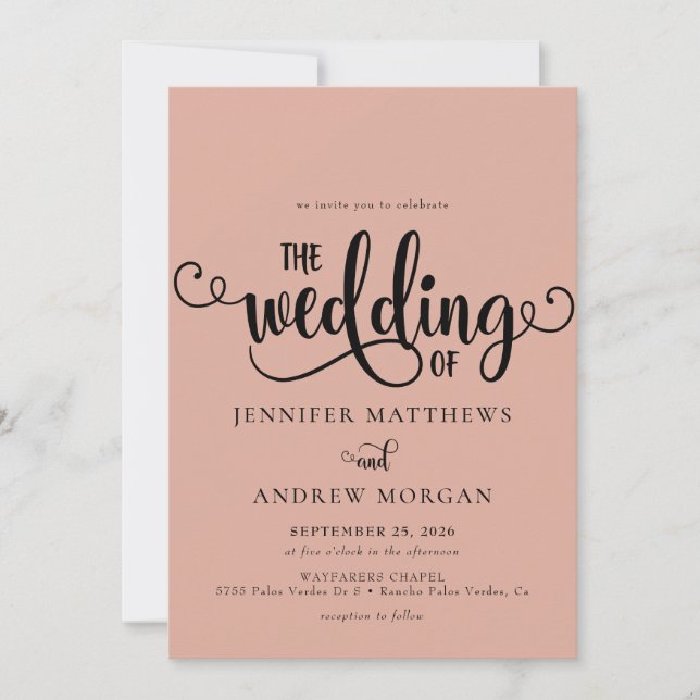 Romantic Script | Calligraphy Wedding Invitations (Front)