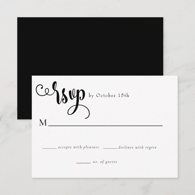 Romantic Script | Calligraphy Wedding  RSVP Card (Front/Back)