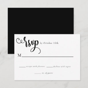 Romantic Script   Calligraphy Wedding  RSVP Card