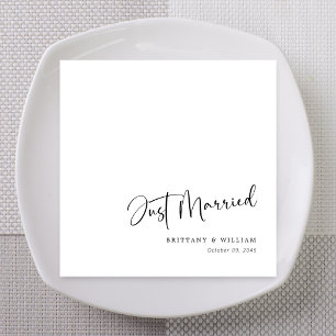 Romantic Script Just Married Custom Napkin