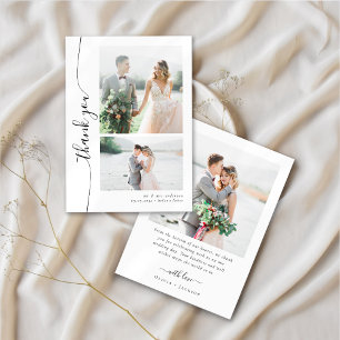 Romantic Script Multiple Photo Wedding Thank You Card
