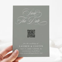 Romantic Script QR Code Sage Green
